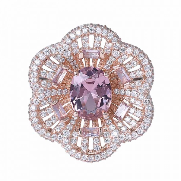 Морганит овальной огранки 2 карата cz кольцо из розового золота поверх стерлингового серебра, комплект украшений для женщин 