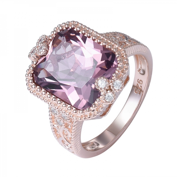 морганит в форме принцессы cz кольцо из розового золота поверх стерлингового серебра, комплект украшений для женщин 