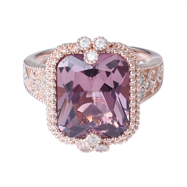 морганит в форме принцессы cz кольцо из розового золота поверх стерлингового серебра, комплект украшений для женщин 