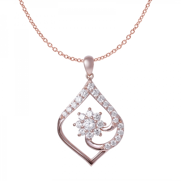 белый кубический цирконий женское ожерелье с подвеской из розового золота и стерлингового серебра 