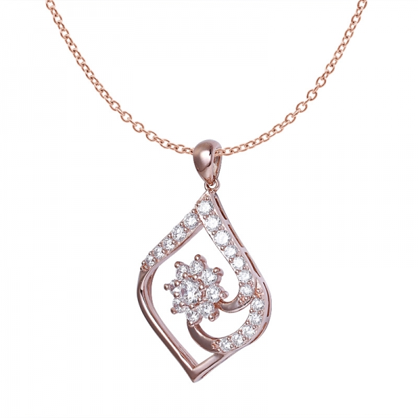 белый кубический цирконий женское ожерелье с подвеской из розового золота и стерлингового серебра 