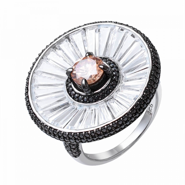 круглое шампанское cz обручальное кольцо из стерлингового серебра с покрытием из розового золота 