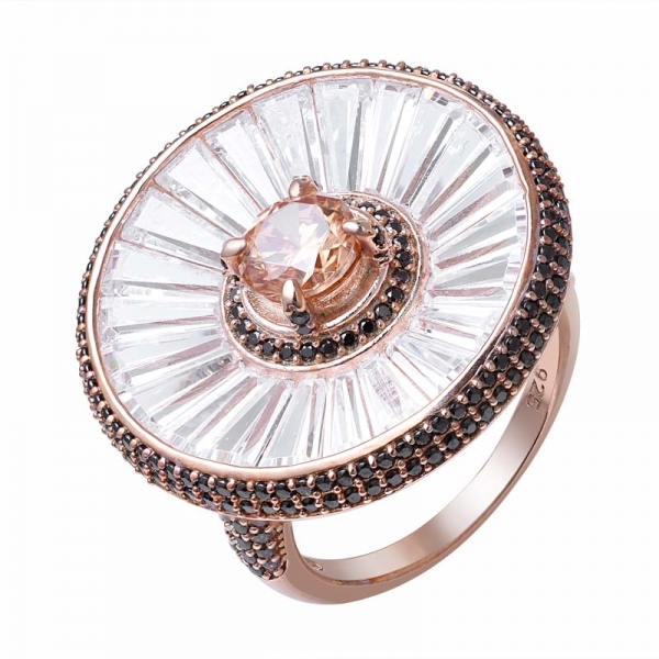 круглое шампанское cz обручальное кольцо из стерлингового серебра с покрытием из розового золота 