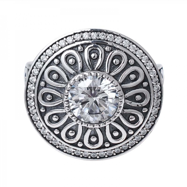  1.2ct белый cz кольцо ручной работы круглой огранки из стерлингового серебра 