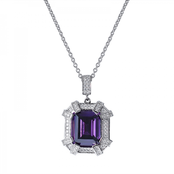 свадебный драгоценный камень серебряный фиолетовый аметист кулон ожерелье комплект ювелирных изделий 