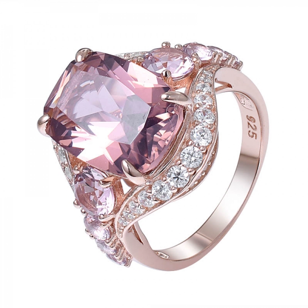 огранка «подушка» морганит, имитирующий розовое золото 925 кольцо из стерлингового серебра 