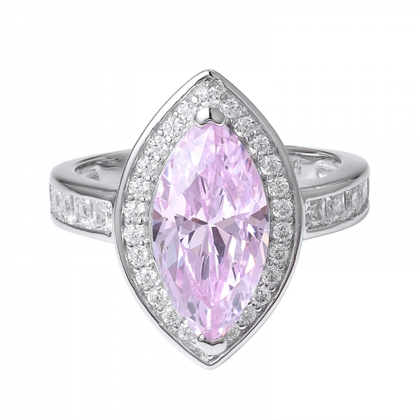 светло-розовый CZ розовый бриллиант камень огранки маркиз тон родий 925 кольцо из стерлингового серебра 