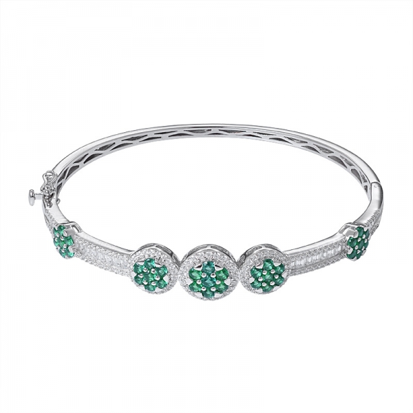 создан зеленый изумрудный родий на браслете из стерлингового серебра для женщин 