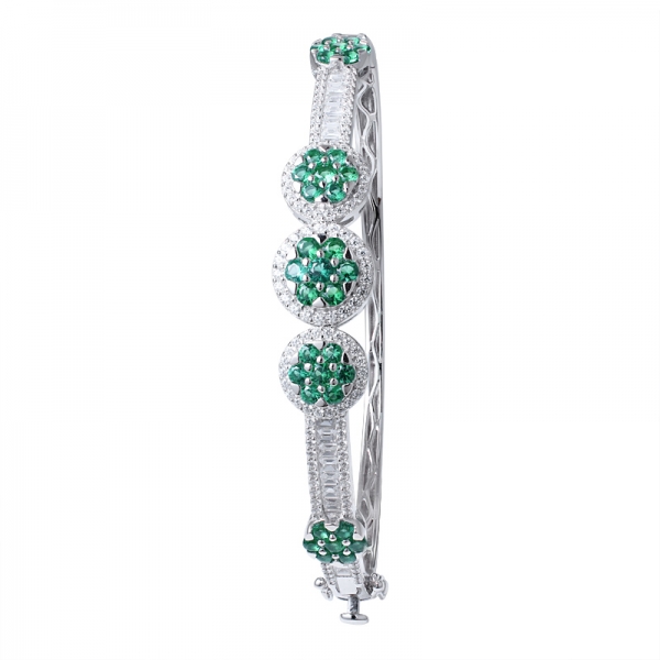 создан зеленый изумрудный родий на браслете из стерлингового серебра для женщин 