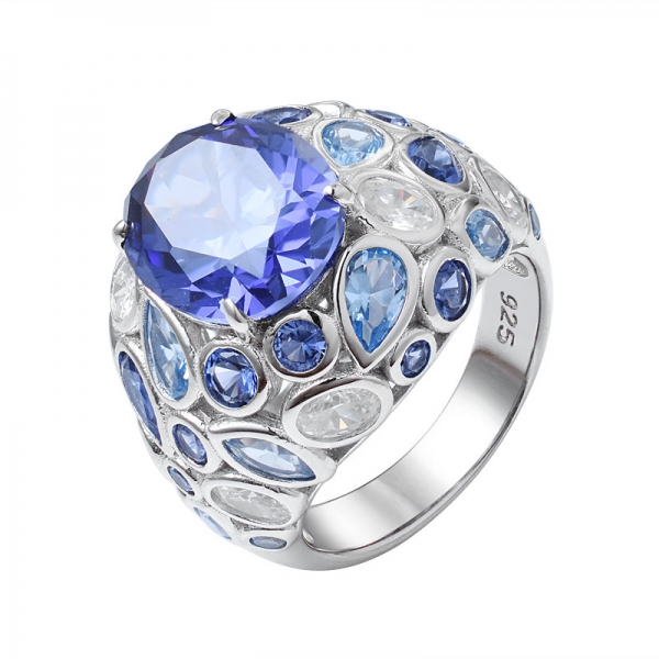 синий Танзанит овальный крой 925 обручальное кольцо из стерлингового серебра 