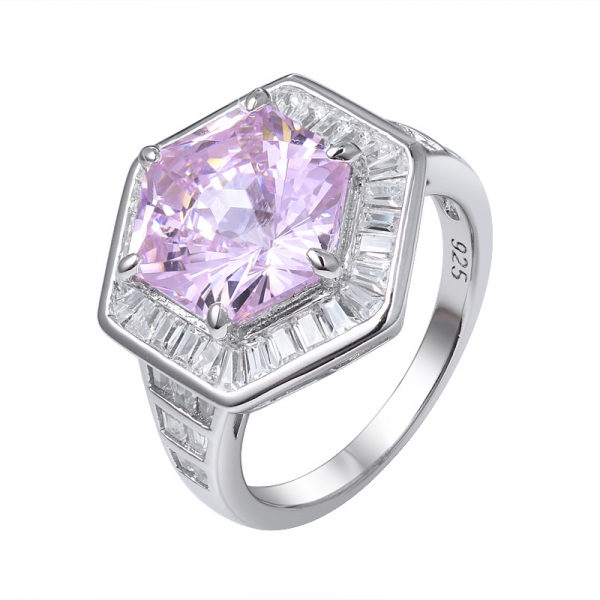 розовый бриллиант особой формы шестиугольника 925 обручальное кольцо из стерлингового серебра 