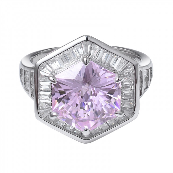 розовый бриллиант особой формы шестиугольника 925 обручальное кольцо из стерлингового серебра 
