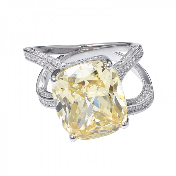 Создан желтый бриллиант огранки кушон 925 обручальное кольцо из стерлингового серебра 