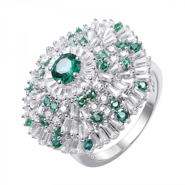 круглый зеленый изумруд 925 обручальное кольцо из стерлингового серебра 