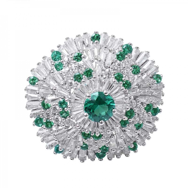 круглый зеленый изумруд 925 обручальное кольцо из стерлингового серебра 