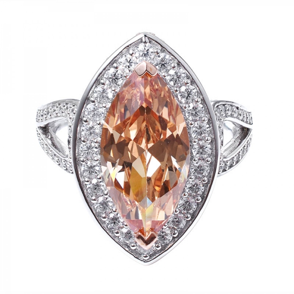  шампанское алмаз CZ огранка маркиза 2-хцветный свыше 925 обручальное кольцо из стерлингового серебра 