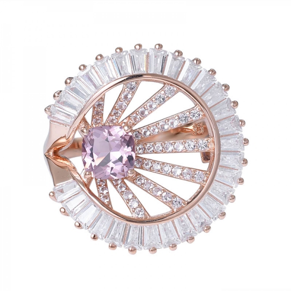 розовый морганит создан из розового золота поверх 925 обручальное кольцо из стерлингового серебра 