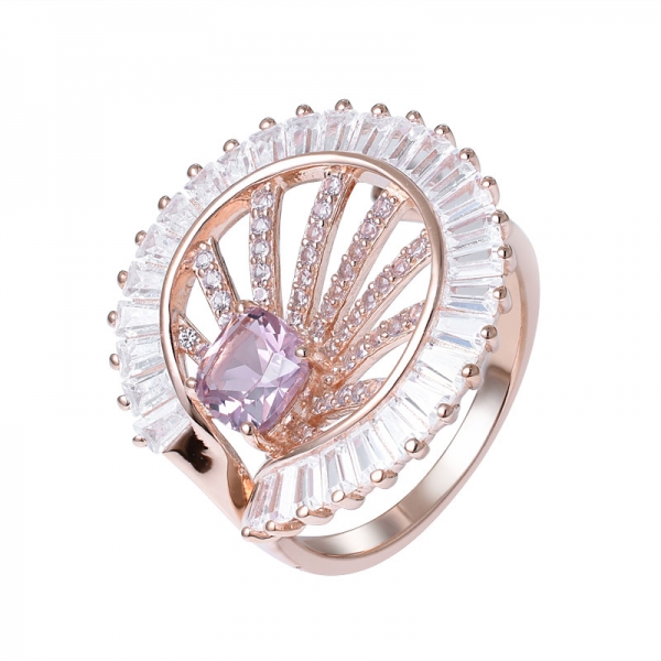 розовый морганит создан из розового золота поверх 925 обручальное кольцо из стерлингового серебра 