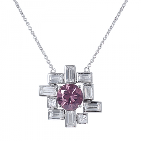 Ожерелье из стерлингового серебра, имитирующее розовый морганит, имитирующий родий круглой огранки 