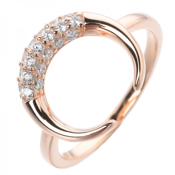  925 Розовое золото стерлингового серебра над обручальным кольцом формы Луны 