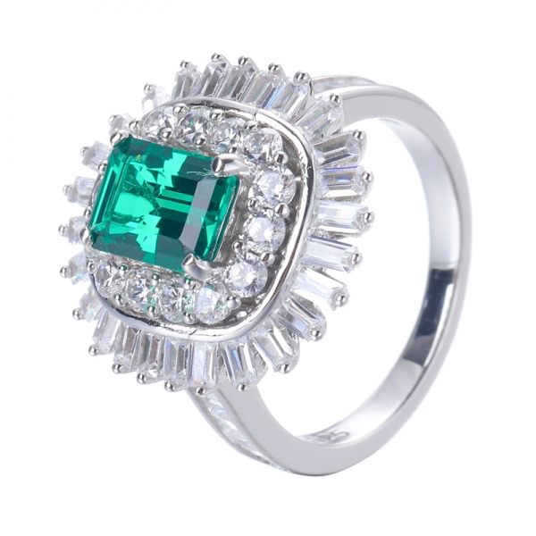создан зеленый изумруд 1CT Родий через обручальное кольцо с серебро 