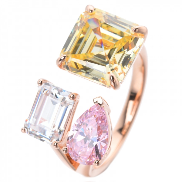  Isscher & Mair & Emerald Розовое золото через стерлинговое серебро 3 камни Античная обручальные кольца 
