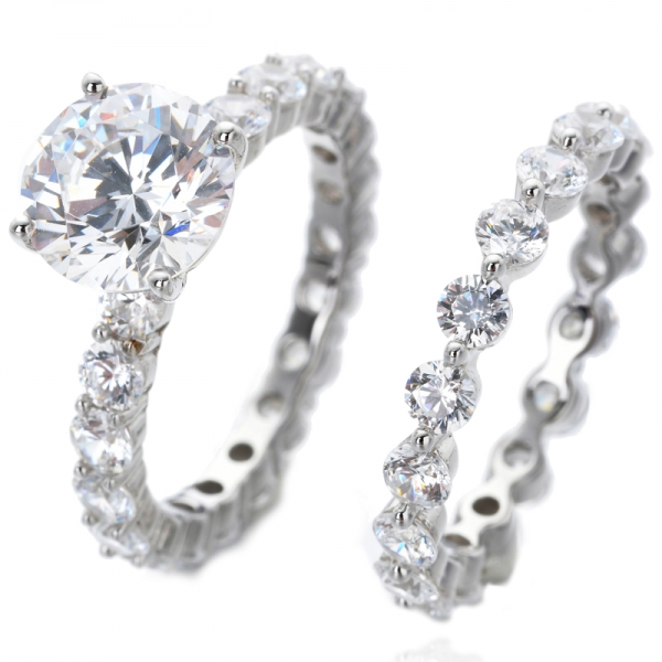 Обручальное кольцо с круглым бриллиантом и кубическим цирконием 3CT, круглый солитер, вечность, обручальное кольцо 