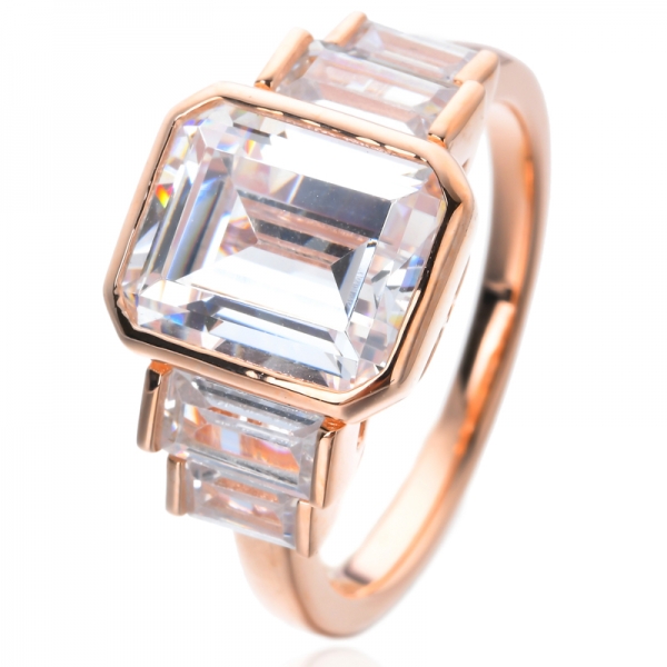 AAAAA CZ Обручальное кольцо с ореолом багетной огранки для женщин из стерлингового серебра 