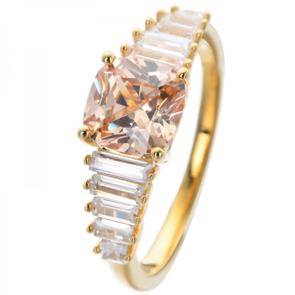Обручальное кольцо с кубическим цирконием из стерлингового серебра с покрытием из желтого золота 18 карат и цирконием, 7 мм 