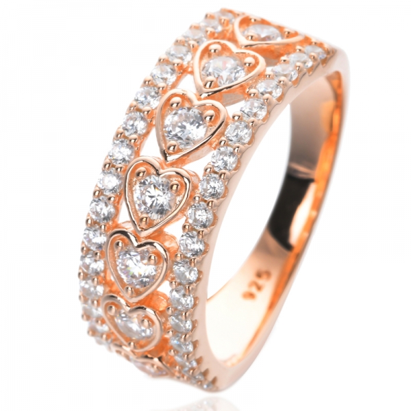 Стерлинговое серебро с покрытием из розового золота, имитация бриллианта, кубический цирконий, обручальное кольцо CZ Half Eternity 