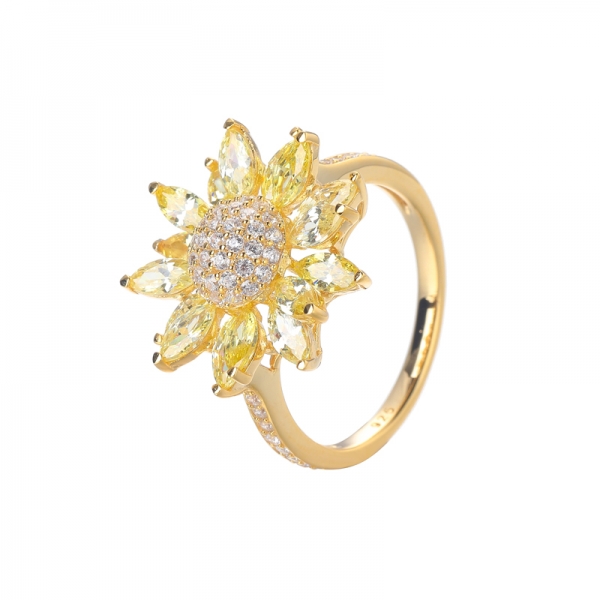 Женское кольцо Diamond Cluster из стерлингового золота 18 карат с цветком 