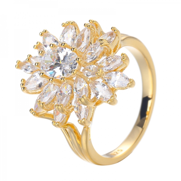 Коктейльные кольца из стерлингового серебра 925 пробы, обручальное кольцо из желтого золота с кубическим цирконием овальной огранки в центре 