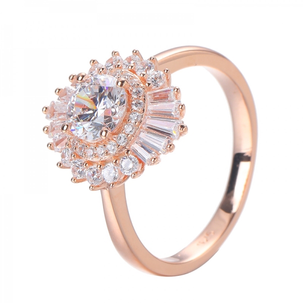 Женское обручальное кольцо на годовщину помолвки из 18-каратного розового золота из стерлингового серебра 6,0 мм с белым имитацией cz-бриллианта 