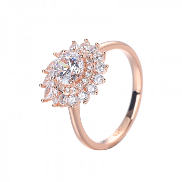 обручальное кольцо с имитацией бриллианта, изготовленное по индивидуальному заказу, с покрытием из розового золота 0,8 карата 