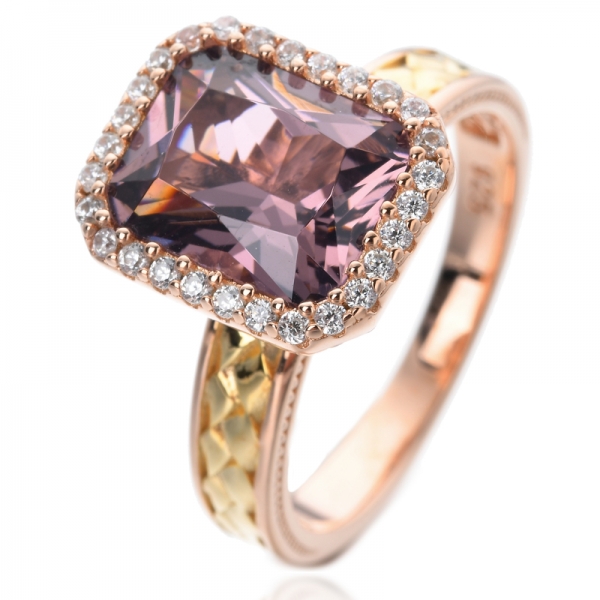Кольцо с имитацией морганита, двухцветное кольцо из стерлингового серебра Royal Octagon 