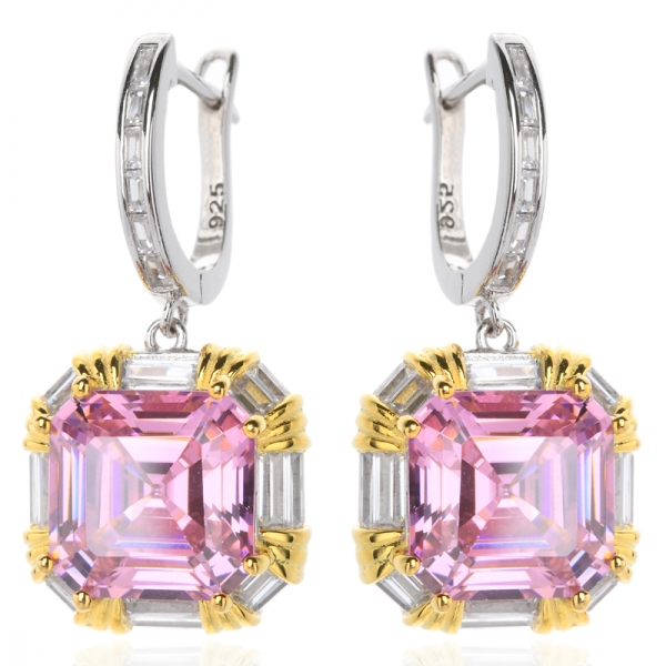 розовое ожерелье с кубическим кольцом огранки asscher, серьги, комплект украшений, подарочные наборы для женщин 