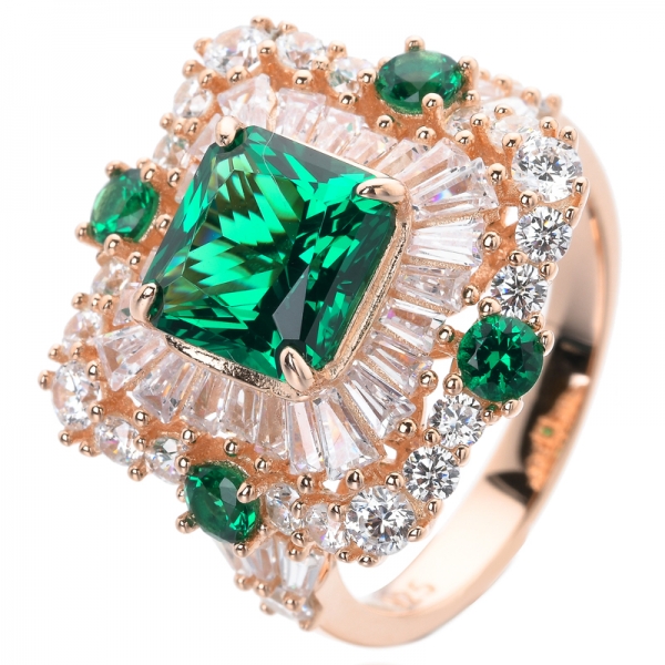 Женское обручальное обручальное кольцо квадратной формы из серебра 925 пробы с зеленым изумрудом 