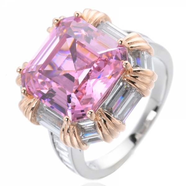 розовое ожерелье с кубическим кольцом огранки asscher, серьги, комплект украшений, подарочные наборы для женщин 
