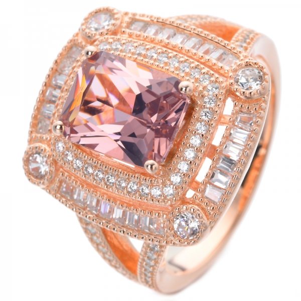 кольцо из стерлингового серебра с морганитом и розовым оттенком 