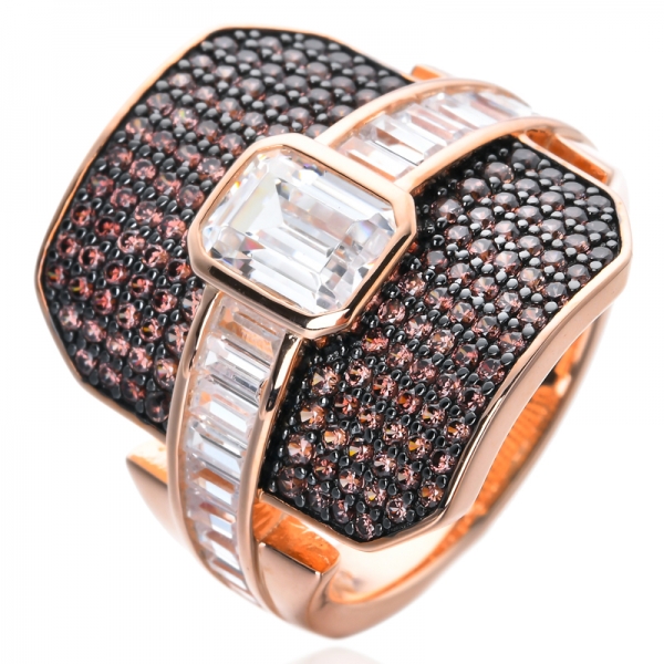 обручальное кольцо из стерлингового серебра с имитацией круглого бриллианта мокко бриллиантовой огранки 