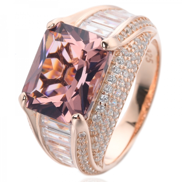 Обручальное женское обручальное кольцо из 18-каратного розового золота с морганитовым камнем 