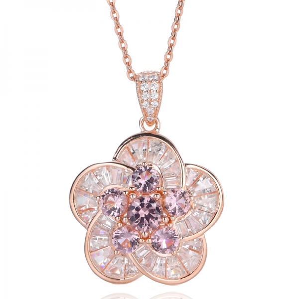 ожерелье из стерлингового серебра с покрытием из розового золота и розовым морганитовым цветком 