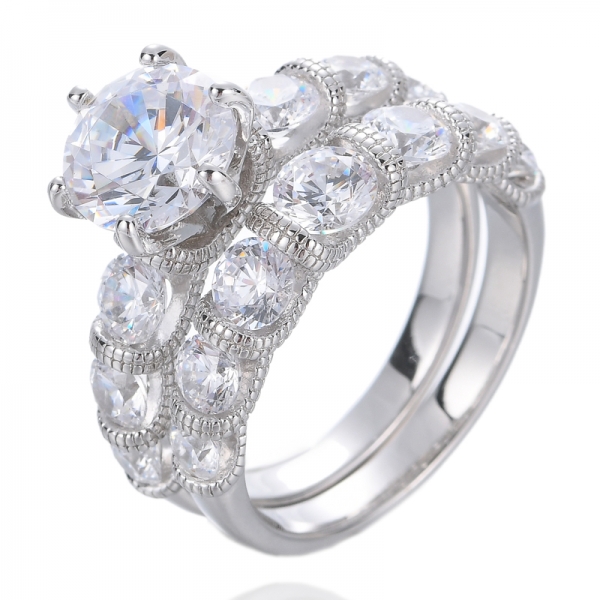 2 . 0ct обручальные кольца для женщин круглые комплекты свадебных колец кубический цирконий обручальные кольца обещание 