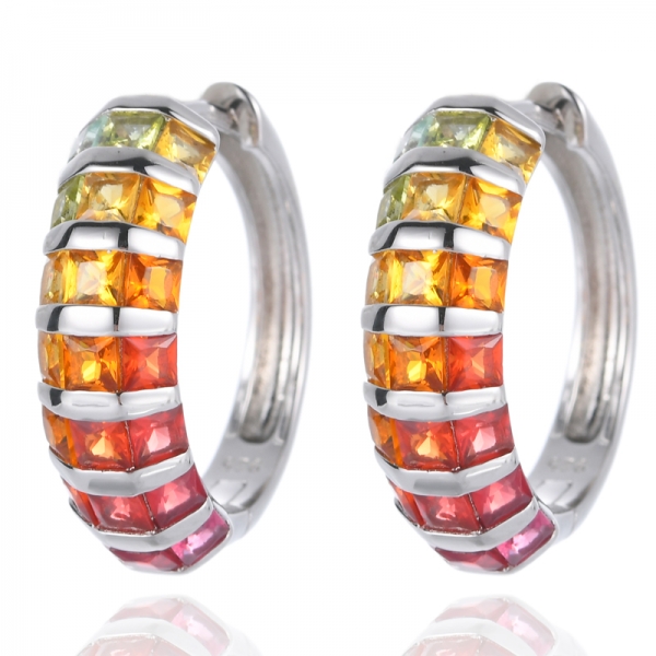 Радужные серьги-кольца из стерлингового серебра 925 пробы для женщин
 