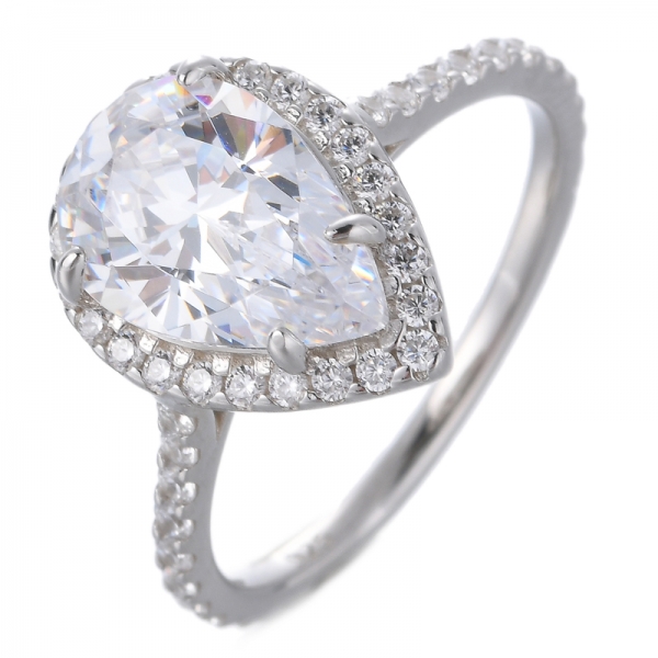 помолвочное обручальное кольцо с кубическим цирконием и фианитами с покрытием из белого золота с покрытием из белого золота
 
