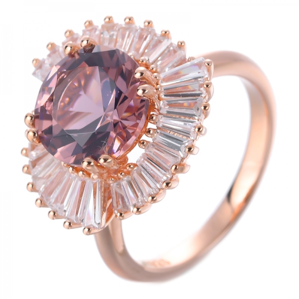 Помолвочное кольцо с круглым ореолом 10,0 мм, морганитом и бриллиантами
 