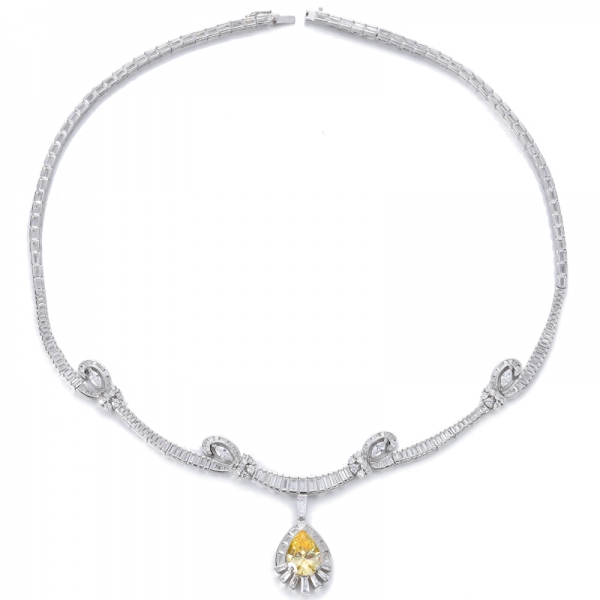 Ожерелье для ужина из стерлингового серебра 925 пробы с имитацией желтого бриллианта
 