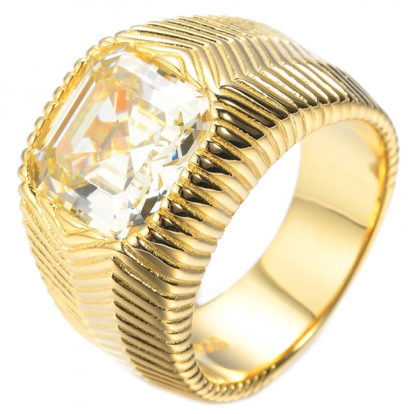 Кольцо из стерлингового серебра с покрытием из желтого золота и канарейкой огранки Ашер CZ
 
