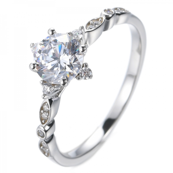 Женское обручальное кольцо с родиевым покрытием и круглым белым CZ 0,75 карата
 