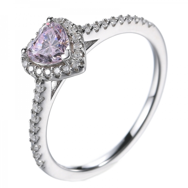 Коктейльные кольца из стерлингового серебра 925 пробы с розовым сердцем и кубическим цирконием
 